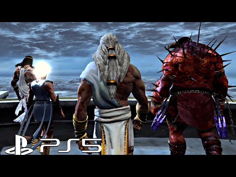GOD OF WAR PS5 - Gods Vs TITANS &amp; Kratos Fight Scene At Mount Olympus (4K Ultra HD PS5)
